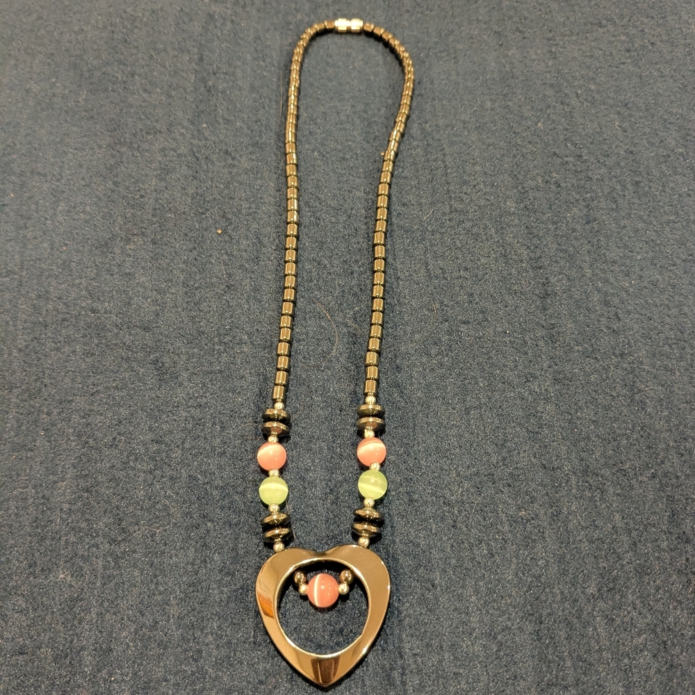 Volcanic Rock Heart Pendant Necklace